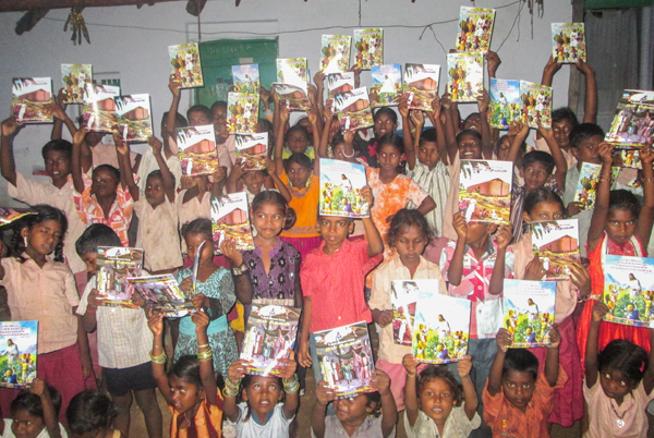 IndianVillage children with gifts at holiday bible club
